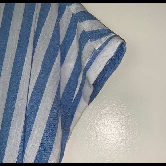 OLD NAVY Striped Cap Sleeve Button Down Shirt Large - Picture 10 of 13